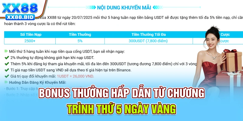 Bonus thưởng hấp dẫn từ chương trình thứ 5 ngày vàng